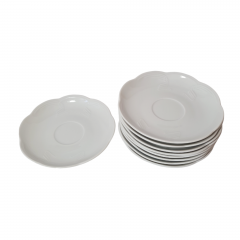 Набор тарелок винтажный Schumann, белый фарфор с фактурным узором, 9 шт х 15 x 2,5 см, Германия, 1960-70гг.