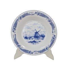 Тарелка винтажная Freiberger Porzellan суповая, Inglasur GDR &quot;Мельница&quot;, фарфор, 21.5 см, Германия, 1960-70гг.