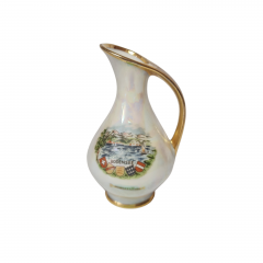 Ваза-кувшин винтажная Plankenhammer Zak Bavaria, фарфоровая с 24K позолотой &quot;Боденское озеро&quot;, 10,5 x 5,5 см, Германия, 1960-70гг.