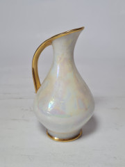 Ваза-кувшин винтажная Plankenhammer Zak Bavaria, фарфоровая с 24K позолотой &quot;Боденское озеро&quot;, 10,5 x 5,5 см, Германия, 1960-70гг.