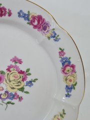 Тарелки винтажные Freiberger Porzellan, Inglasur GDR с цветочным декором, фарфор, 3 шт., 19.5 см, Германия, 1960-70гг.