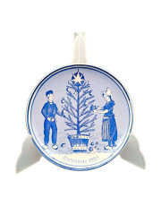 Тарелка декоративная винтажная Delft Blauw Konig &quot;Рождество&quot;, ручная роспись, фарфор, 16 см, Голландия, 1980 год.