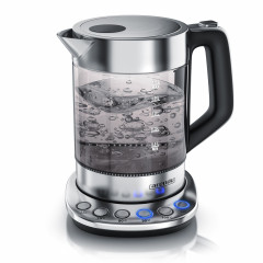 Arendo Arendo Wasserkocher, 1,5 l, 2200 W, Edelstahl Glas, mit Basisstation Temperatureinstellung 70°C 100°C Чайник Arendo, 1,5 л, 2200 Вт, стекло нержавеющая сталь, с регулировкой температуры на базовой станции 70°С 100°С