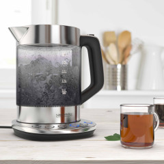 Arendo Arendo Wasserkocher, 1,5 l, 2200 W, Edelstahl Glas, mit Basisstation Temperatureinstellung 70°C 100°C Чайник Arendo, 1,5 л, 2200 Вт, стекло нержавеющая сталь, с регулировкой температуры на базовой станции 70°С 100°С