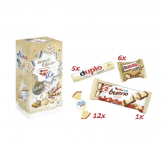 Ferrero Kinder & Co. White Adventskalender 2025 Адвент-календарь Белый, 24 сладких сюрприза, 263 грамма