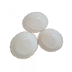 Набор глубоких тарелок винтаж Seltmann Weiden Bavaria, белый фарфор с позолоченным краем,  3 штуки х 23 x 7 см , 20,5 x 6,5 см, 19 x 5,5 см, Германия, 1960-70гг.