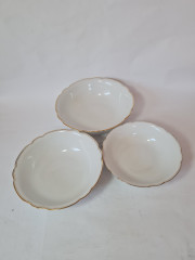 Набор глубоких тарелок винтаж Seltmann Weiden Bavaria, белый фарфор с позолоченным краем,  3 штуки х 23 x 7 см , 20,5 x 6,5 см, 19 x 5,5 см, Германия, 1960-70гг.
