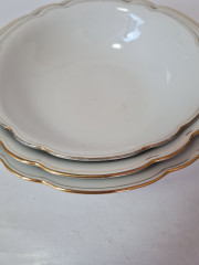 Набор глубоких тарелок винтаж Seltmann Weiden Bavaria, белый фарфор с позолоченным краем,  3 штуки х 23 x 7 см , 20,5 x 6,5 см, 19 x 5,5 см, Германия, 1960-70гг.