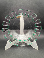 Фруктовница винтажная Joska / Bodenmais Bavaria, с резным краем, стекло, 21 см, Германия, 1970-80гг.