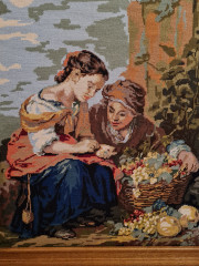 Картина винтажная Royal Paris &quot;Девушки с фруктами&quot;, большой формат, гобелен в раме, 66 х 80 см, Германия, 1980-90гг.