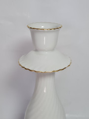 Подсвечник винтажный Alka Kunst / Alboth&Kaiser Bavaria с золотой каймой, фарфор, 21 см, Германия, 1960-70гг.