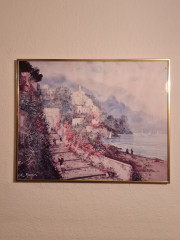 Картина винтажная Eugenio Magno &quot;Побережье Италии&quot;, в позолоч. раме, 50.5 х 41 см, Италия, 1980-90гг.