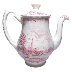 W.H. Grindley Staffordshire,  У.Х. Гриндли Стаффордшир Винтажный фарфоровый чайник &quot;Собор в Солсберри&quot; 21см х 9см, Англия, 1970-1980гг.