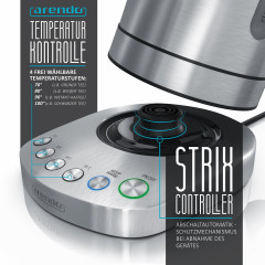 Arendo Arendo Wasserkocher, 1,7 l, 3000 W, Edelstahl, Schnellkoch, einstellbare Temperatur, Warmhaltefunktion Чайник Arendo, 1,7 л, 3000 Вт, нержавеющая сталь, для быстрого приготовления, с регулируемой температурой и функцией поддержания тепла