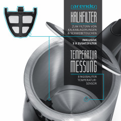 Arendo Arendo Wasserkocher, 1,7 l, 3000 W, Edelstahl, Schnellkoch, einstellbare Temperatur, Warmhaltefunktion Чайник Arendo, 1,7 л, 3000 Вт, нержавеющая сталь, для быстрого приготовления, с регулируемой температурой и функцией поддержания тепла