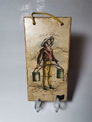 Silberdistel fayence, Силбердистел Декоративное фаянсовое подвесное панно-хромолитография &quot;Водонос&quot;, Германия 1965г.