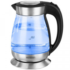 Deuba Deuba Wasserkocher, 1.7 l, 2200 W, LED Kabellos Glas Edelstahl Kuche Teekocher Kalkfilter BPA Frei Чайник Deuba, 1,7 л, 2200 Вт, светодиодный, беспроводной, стекло, кухонный чайник из нержавеющей стали, фильтр от накипи, без BPA