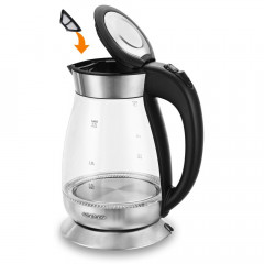 Deuba Deuba Wasserkocher, 1.7 l, 2200 W, LED Kabellos Glas Edelstahl Kuche Teekocher Kalkfilter BPA Frei Чайник Deuba, 1,7 л, 2200 Вт, светодиодный, беспроводной, стекло, кухонный чайник из нержавеющей стали, фильтр от накипи, без BPA
