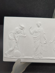 Панно-барельеф винтажное "Аполлон и четыре музы" (по мотивам Джозайи Веджвуда 1780 г.), керамика, 20.5 х 8 см, Германия, 1960-70гг.